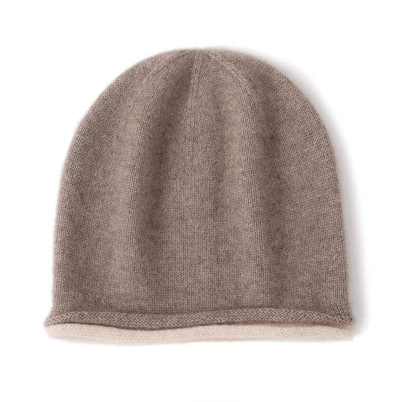 Gorro reversible de cachemira de doble capa para mujer Gorros de cachemira de punto