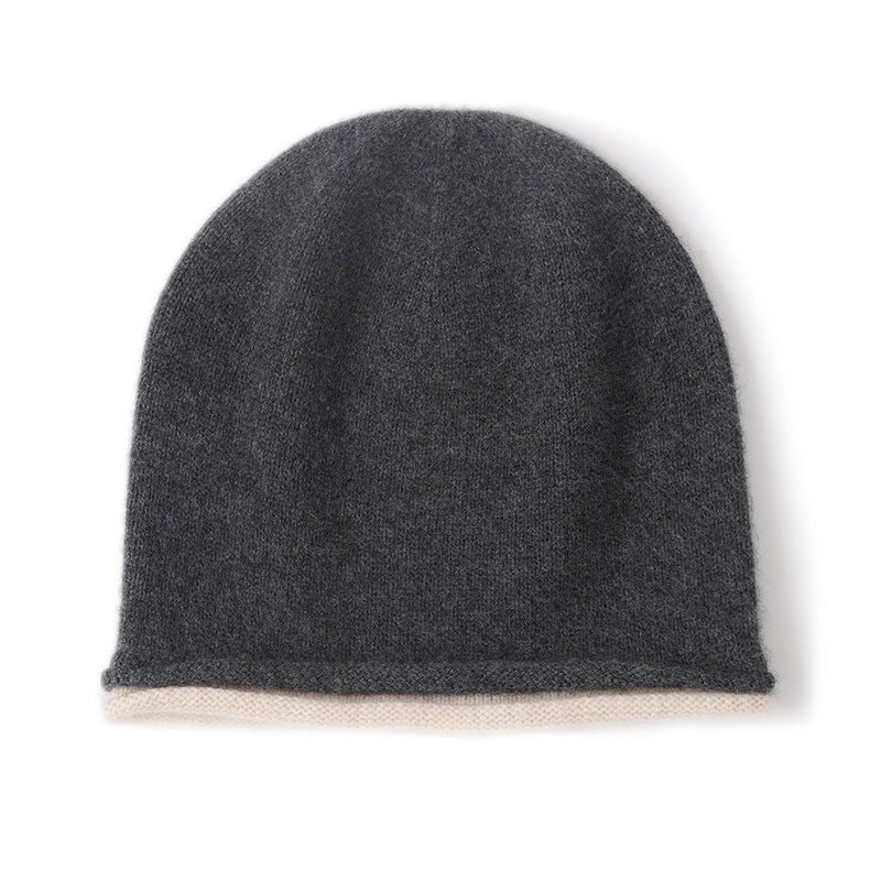 Gorro reversible de cachemira de doble capa para mujer Gorros de cachemira de punto - Imagen 4