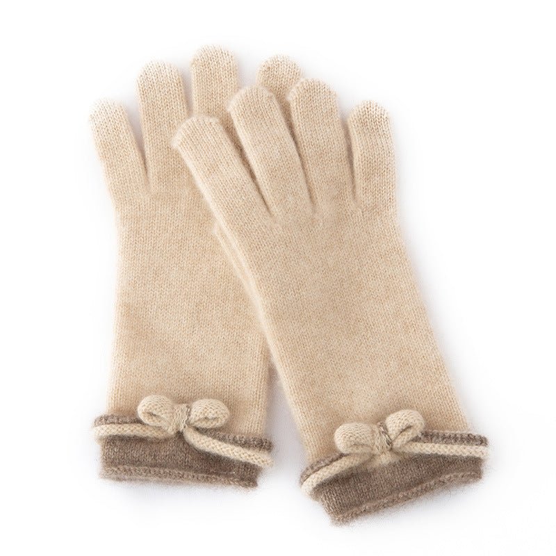 Guantes de cachemira 100% para mujer con lazo Guantes de vestir de cachemira - Imagen 4