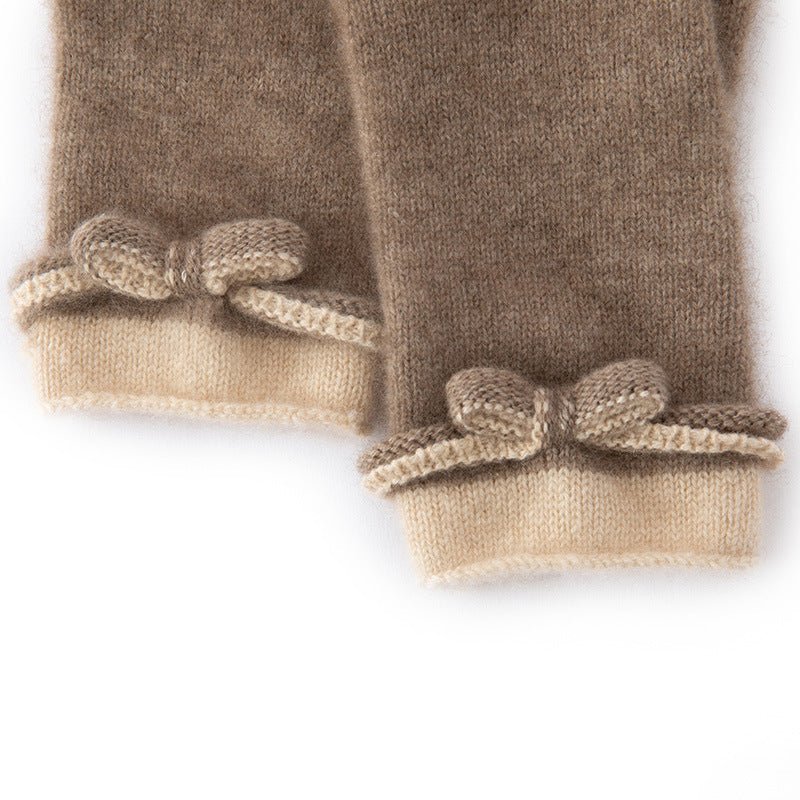 Guantes de cachemira 100% para mujer con lazo Guantes de vestir de cachemira - Imagen 3