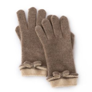 Guantes de cachemira 100% para mujer con lazo Guantes de vestir de cachemira