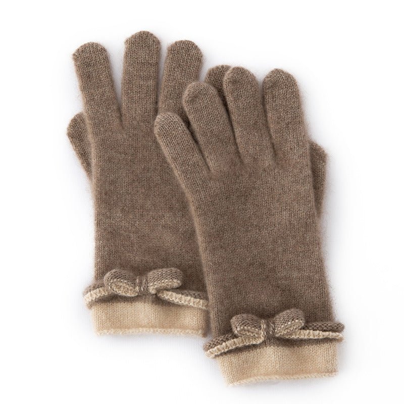 Guantes de cachemira 100% para mujer con lazo Guantes de vestir de cachemira - Imagen 2