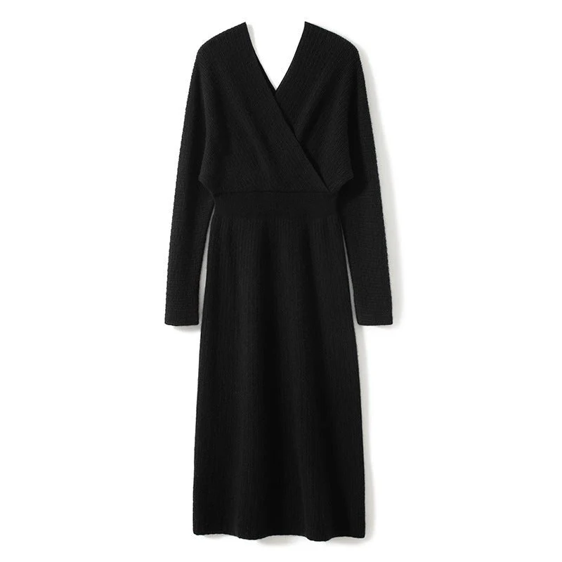 Vestido de envoltura de cachemir para mujer Candinado Canadero Vestidos midi de cuello V para cuello - Imagen 6