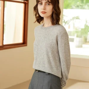 Sweater de cachemira de cuello redondo de mujer Classweck Cheweck Cashmere Pule