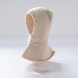 Gorro de pasamontañas de cachemira para mujer, gorro de invierno de punto acogedor con funda para el cuello