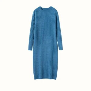 Vestido midi de cachemira de manga larga para mujer