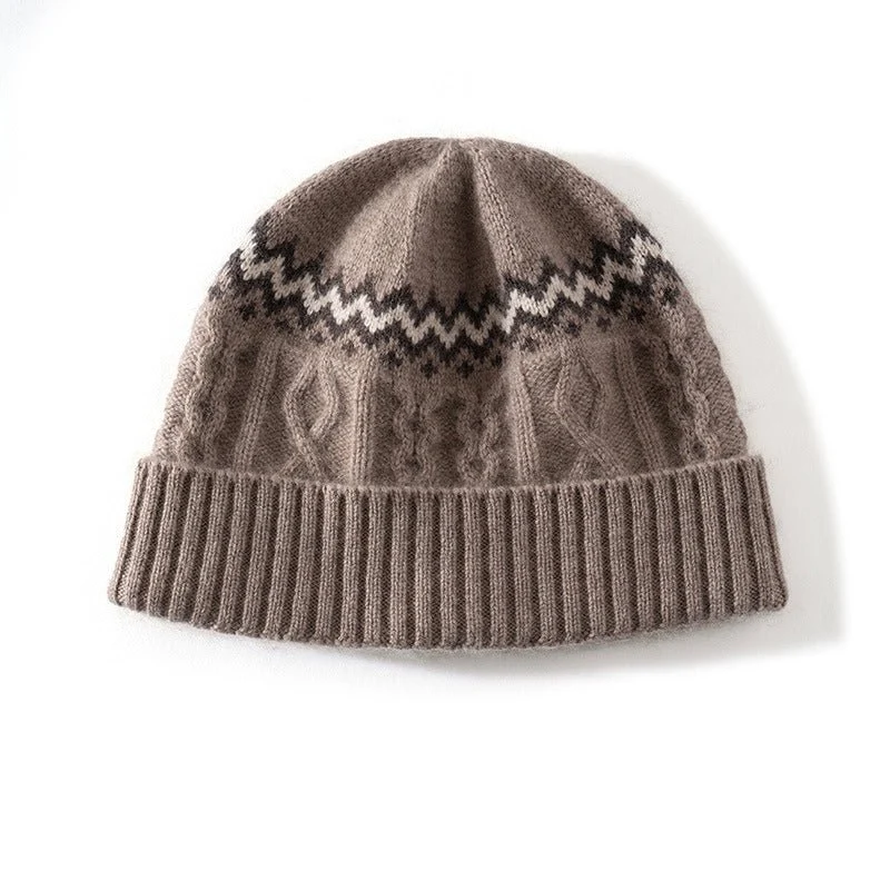 Gorro 100% cachemira Fair Isle Gorro de invierno tejido trenzado de cachemira - Imagen 4
