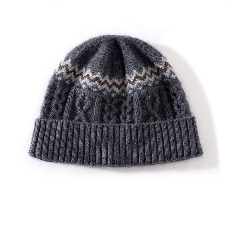 Gorro 100% cachemira Fair Isle Gorro de invierno tejido trenzado de cachemira - Imagen 6