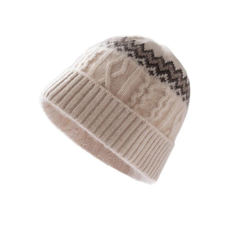 Gorro 100% cachemira Fair Isle Gorro de invierno tejido trenzado de cachemira - Imagen 3