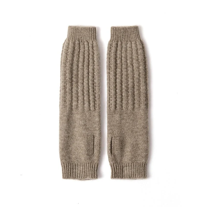 Guantes de cachemir acanalado calentadores de brazo de cachemira mitones de punto sin dedo - Imagen 6