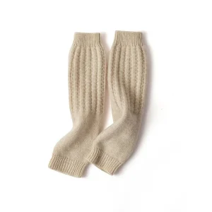 Guantes de cachemir acanalado calentadores de brazo de cachemira mitones de punto sin dedo