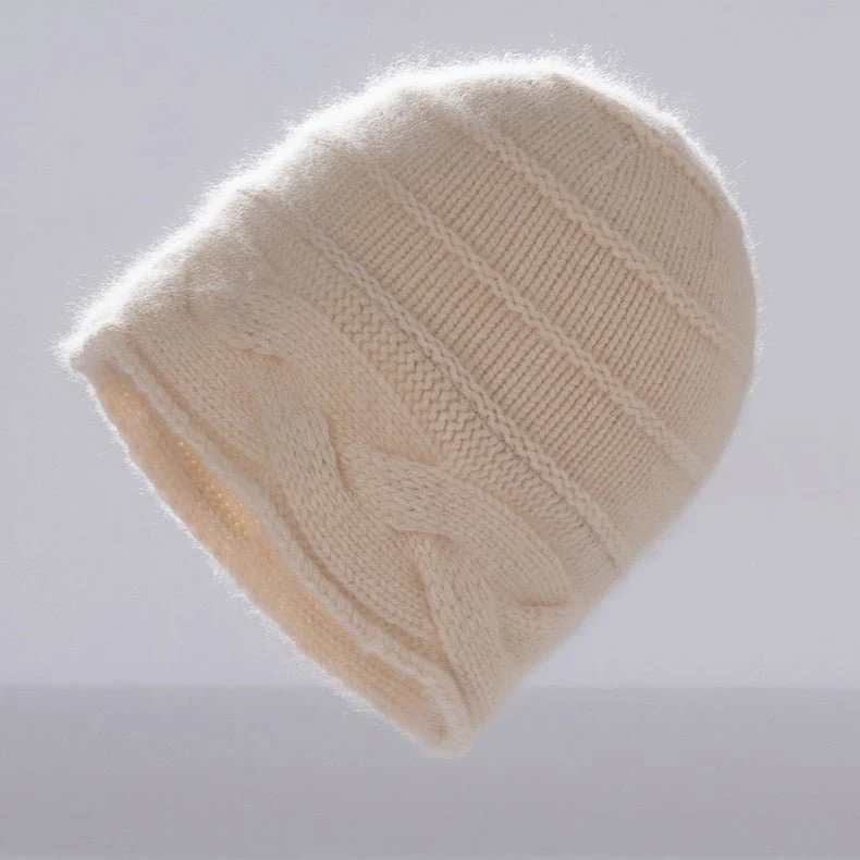 Gorro de cachemira de punto trenzado Gorro de invierno texturizado de pura cachemira - Imagen 3