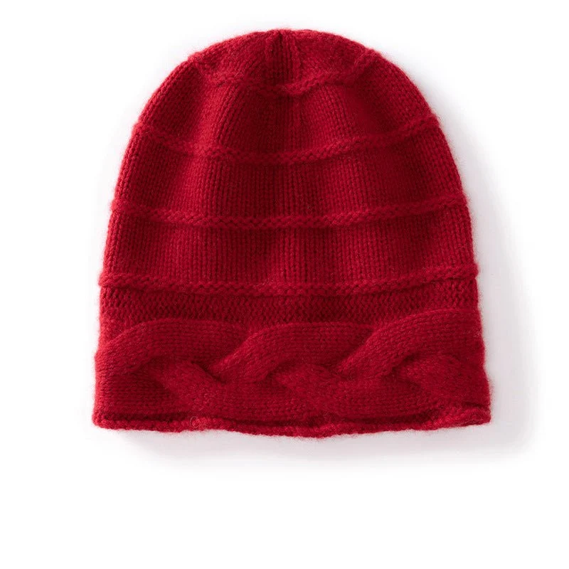 Gorro de cachemira de punto trenzado Gorro de invierno texturizado de pura cachemira - Imagen 6