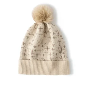Gorro de cachemir para mujer con peluche con sombrero de cachemira estampado