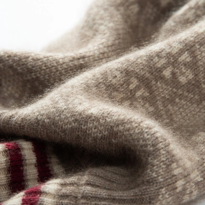 Fair Isle Cashmere Fur Pom Beanie Beaned Edge Sombreros de cachemira para mujeres - Imagen 4