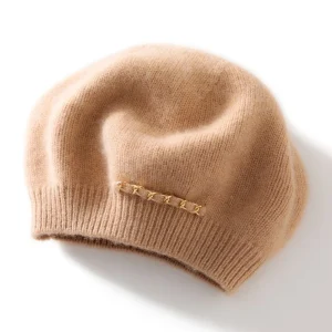 Boina de cachemir de la mujer Cadena de doble capa Cashmere Hat Ladies Geanie