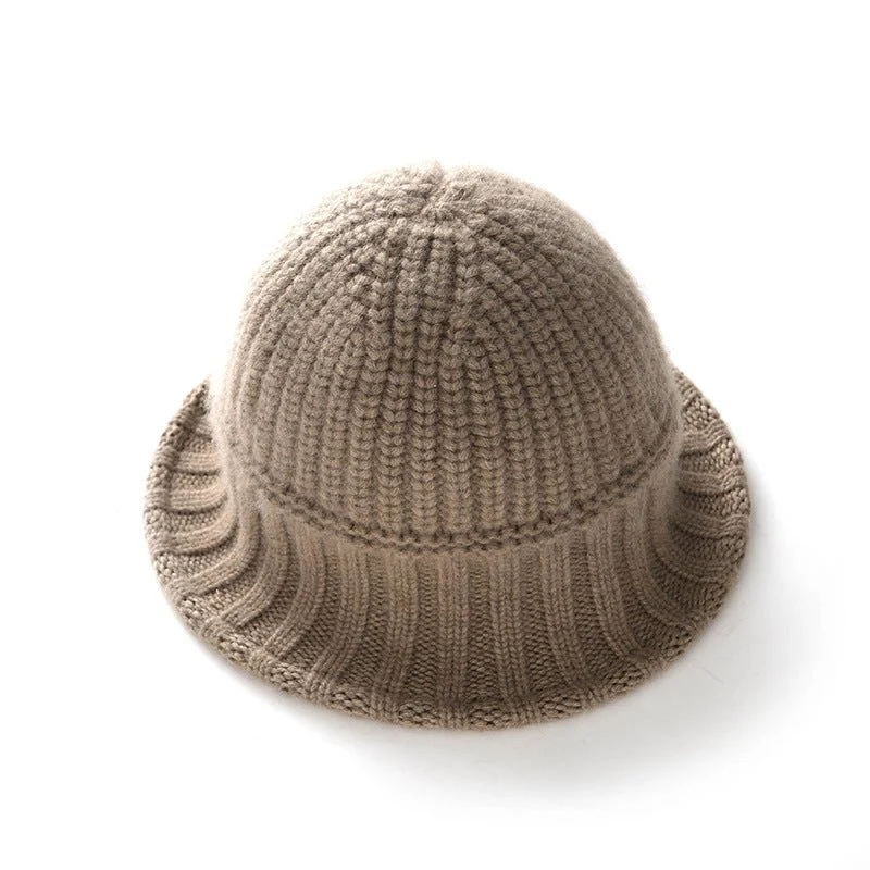 Cashmere de la mujer Cantoned Cortbed Cloche Hat Cajero Costilla Sombrero Sol Solón - Imagen 2