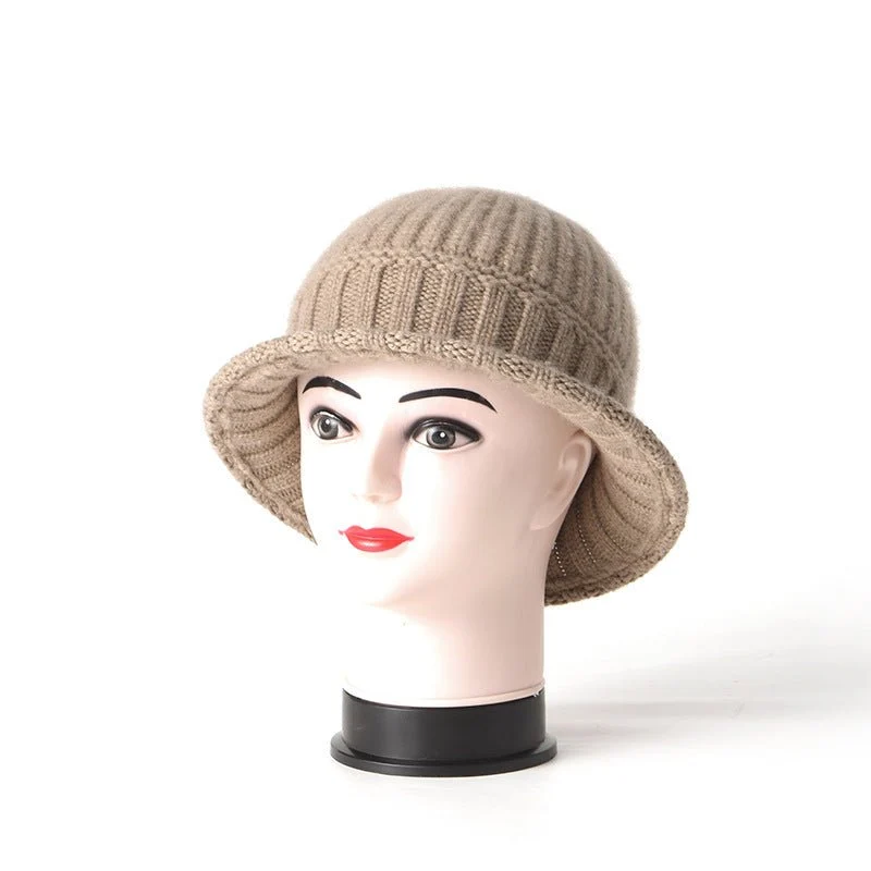 Cashmere de la mujer Cantoned Cortbed Cloche Hat Cajero Costilla Sombrero Sol Solón - Imagen 6