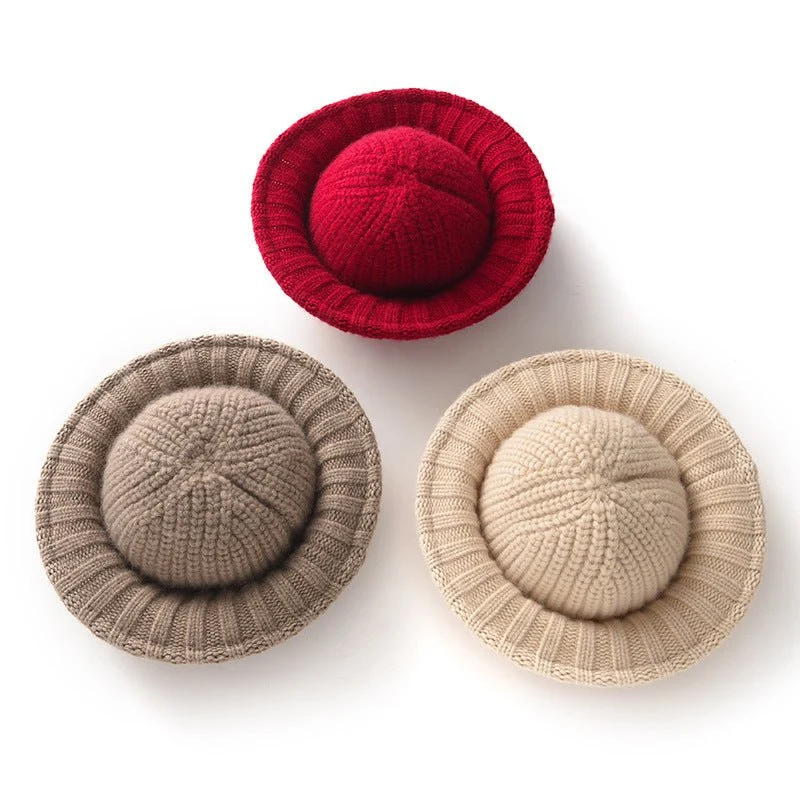 Cashmere de la mujer Cantoned Cortbed Cloche Hat Cajero Costilla Sombrero Sol Solón - Imagen 5