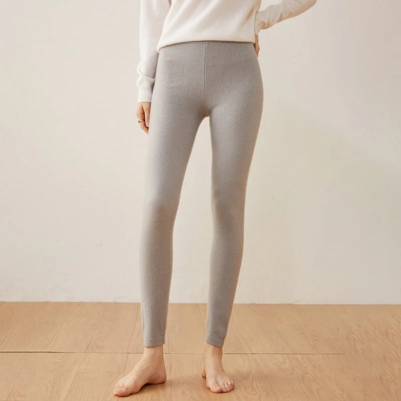 Leggings de cachemira para mujer Pantalones de cachemira de cintura alta Pantalones de cachemira suave