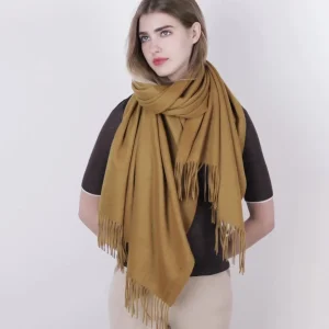 Chal de cachemira para mujer y envuelve una gran bufanda de cachemira con franja