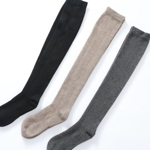 Medias de cachemira para mujer Calcetines altos hasta el muslo de cachemira Calentadores de piernas