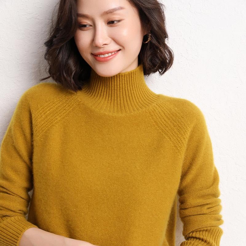 Mangas largas para mujeres Cajeza de tortuga de cachemira Sweater Cankbed pubs - Imagen 6