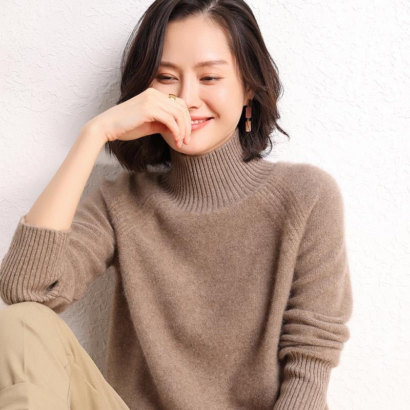 Mangas largas para mujeres Cajeza de tortuga de cachemira Sweater Cankbed pubs - Imagen 4