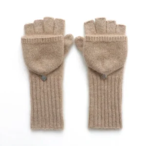 Manoplas convertibles de punto de cachemira para mujer Manoplas con tapa de cachemira