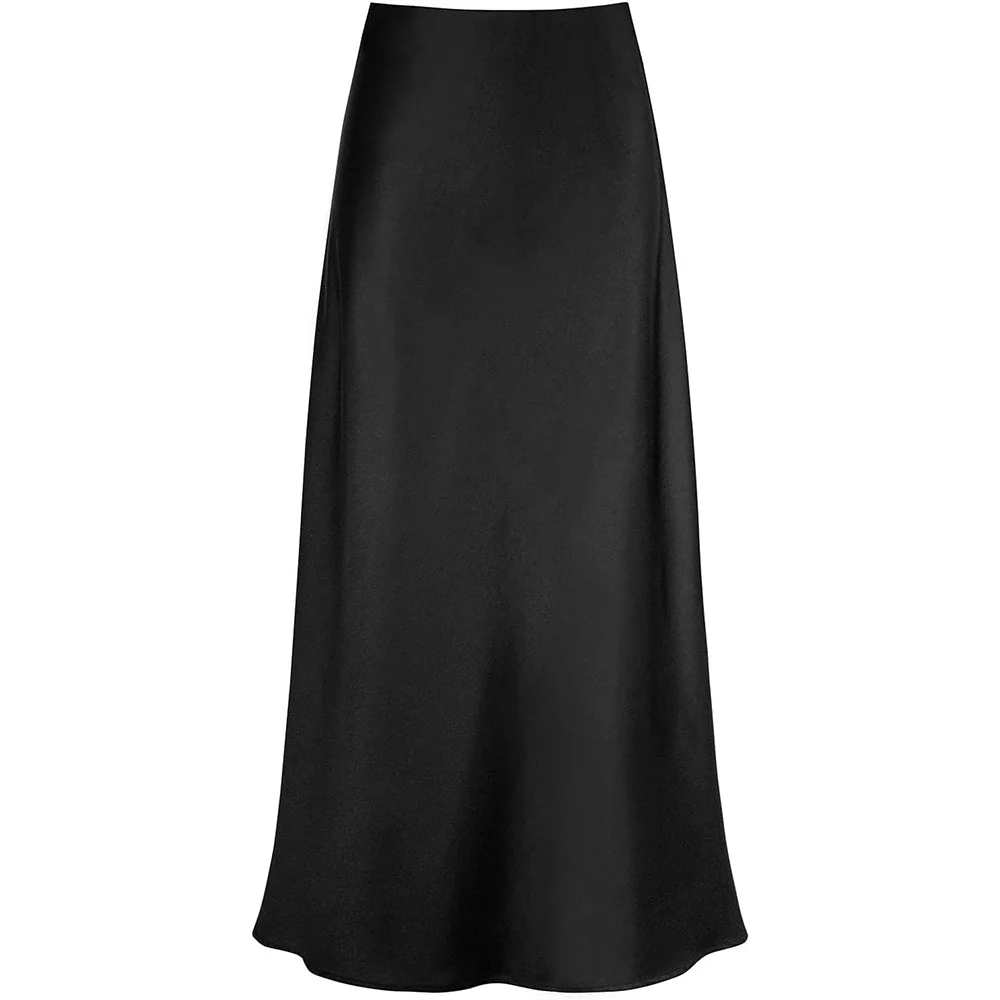 Vestido de seda de cintura alta con falda larga de seda elegante para mujer - Imagen 9