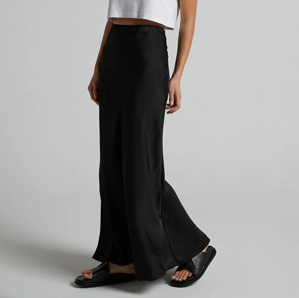 Vestido de seda de cintura alta con falda larga de seda elegante para mujer - Imagen 8