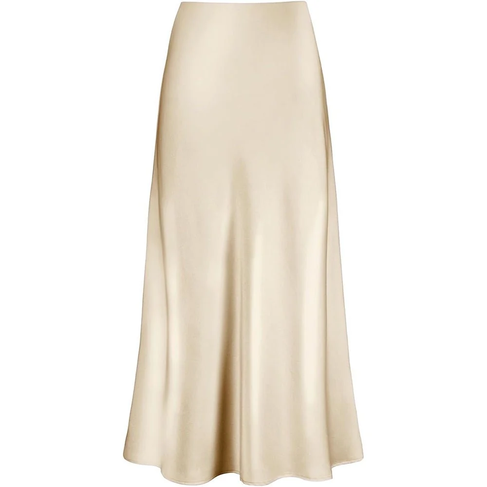 Vestido de seda de cintura alta con falda larga de seda elegante para mujer - Imagen 5