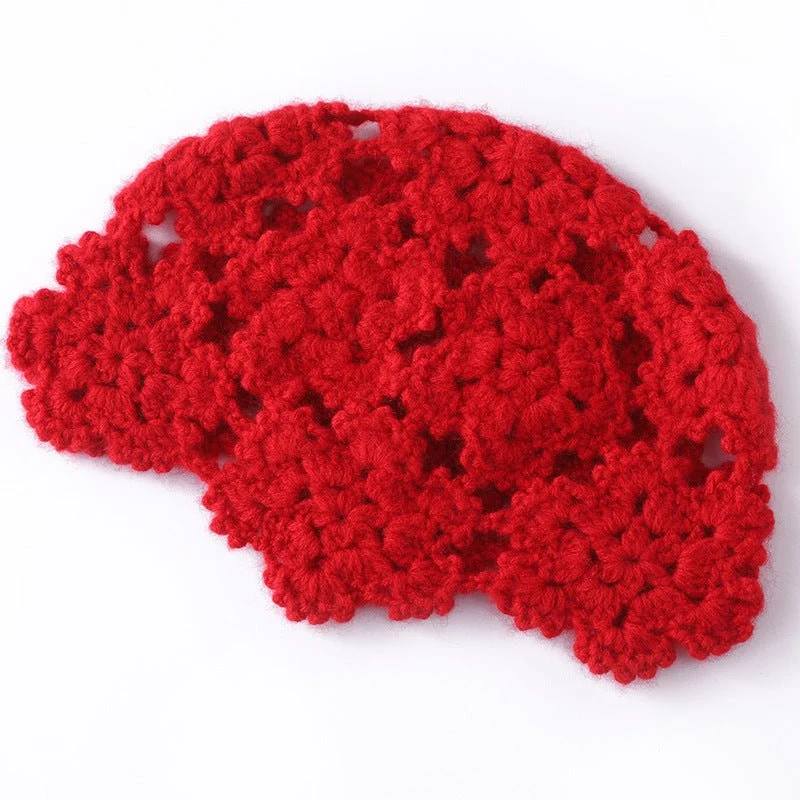 Gorro de cachemira tejido a mano para mujer Gorro de punto de cachemira de ganchillo en racimo