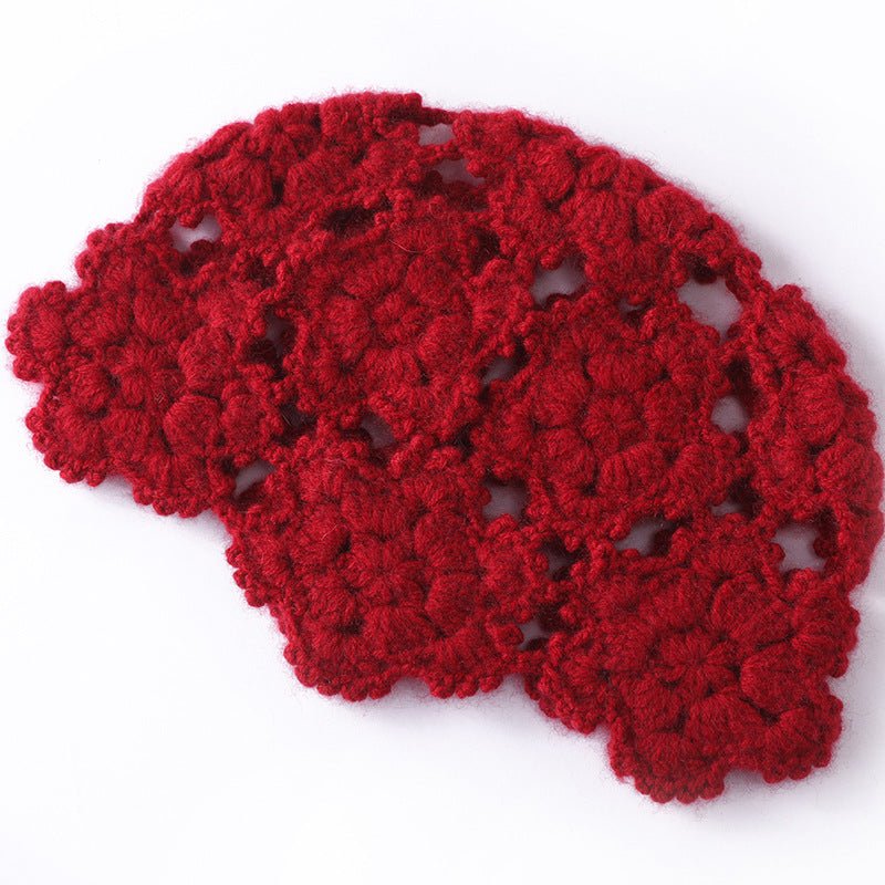 Gorro de cachemira tejido a mano para mujer Gorro de punto de cachemira de ganchillo en racimo - Imagen 3