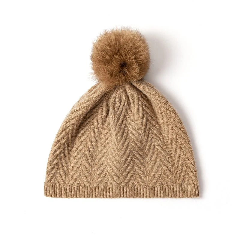 Gombado de gorro de hemorros de cachemira con sombreros de piñera de piel pura - Imagen 8