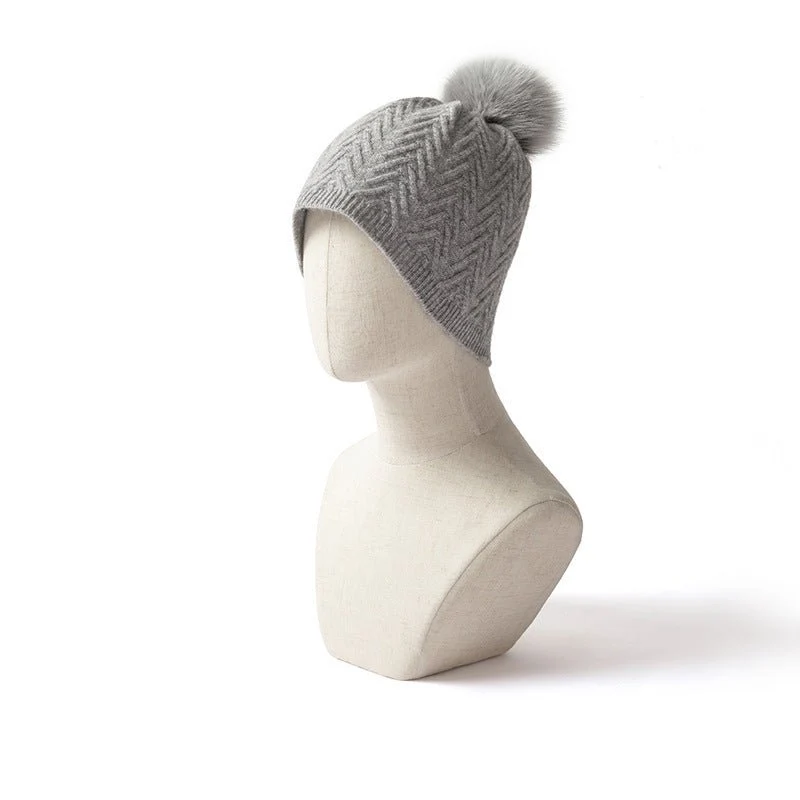 Gombado de gorro de hemorros de cachemira con sombreros de piñera de piel pura - Imagen 9