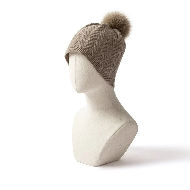 Gombado de gorro de hemorros de cachemira con sombreros de piñera de piel pura - Imagen 5