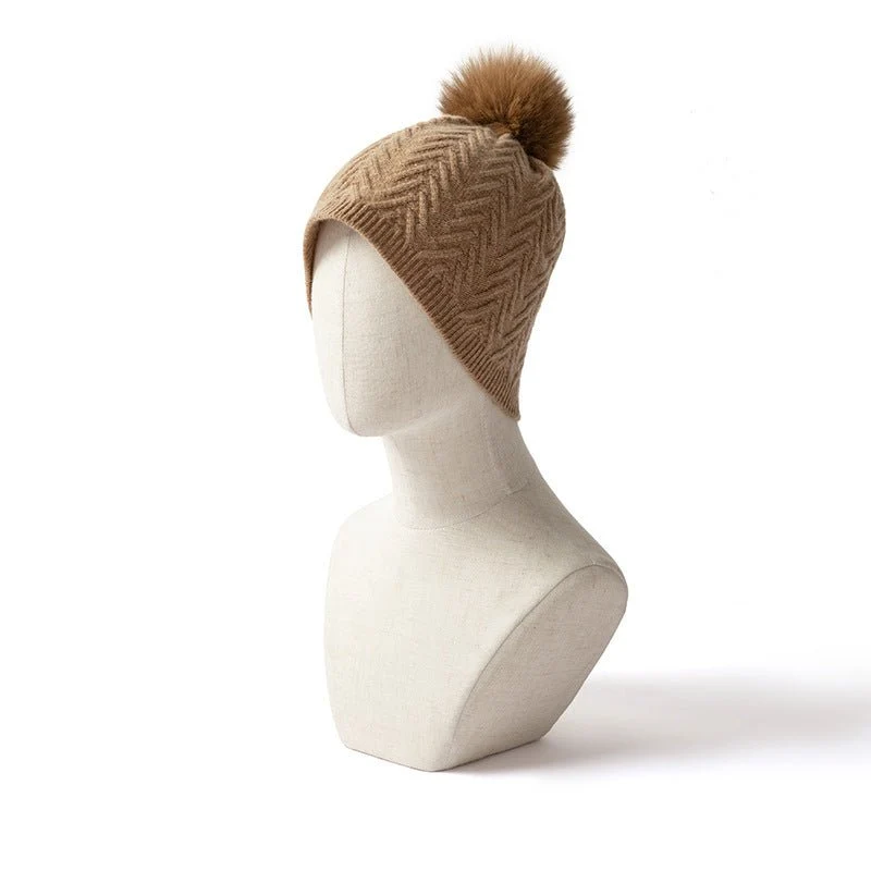 Gombado de gorro de hemorros de cachemira con sombreros de piñera de piel pura - Imagen 7