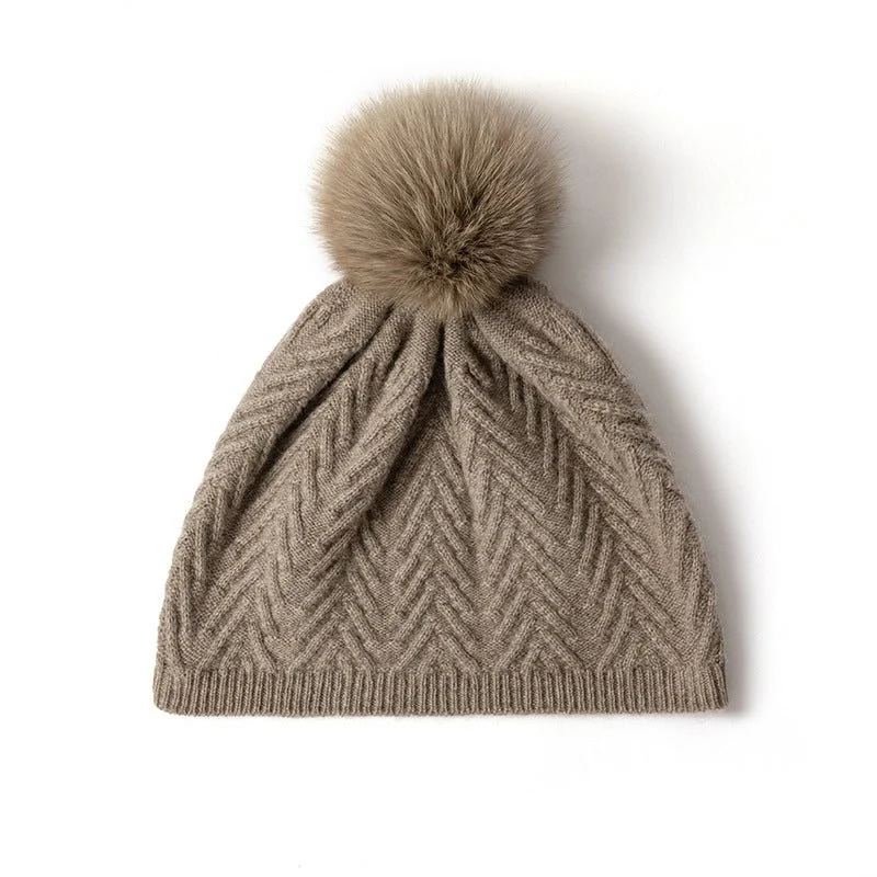 Gombado de gorro de hemorros de cachemira con sombreros de piñera de piel pura - Imagen 6