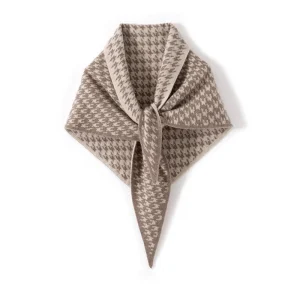 Bufanda Triangular de Cachemira con Estampado de Diente de Perro Chal de Cachemira Inspirado en la Herencia
