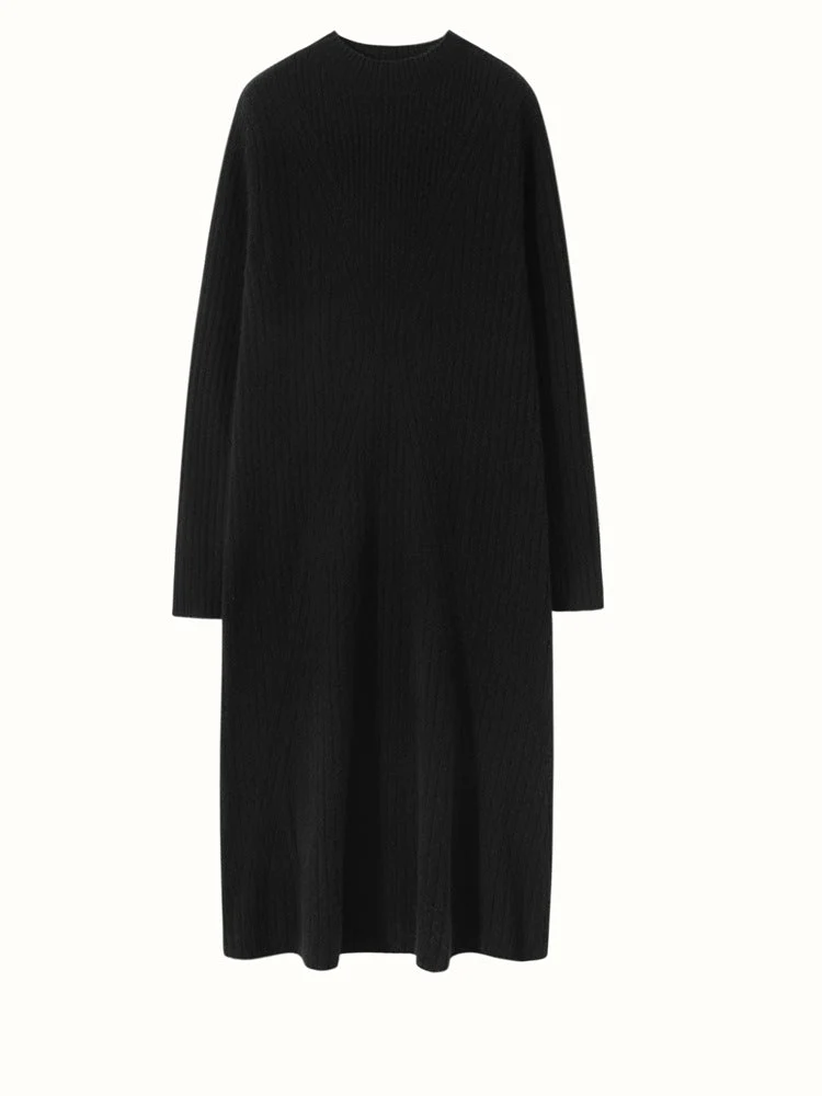 Vestido de cachemira con cuello simulado para mujer Vestido midi de cachemira Vestido inferior - Imagen 6