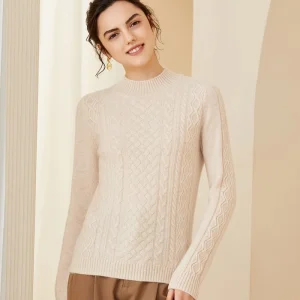 Jersey de cachemir con cuello simulado para mujer