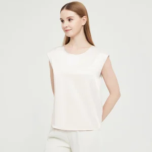 Mangas de la gorra de la blusa de seda de la mujer para mujeres Lady Silk Tee