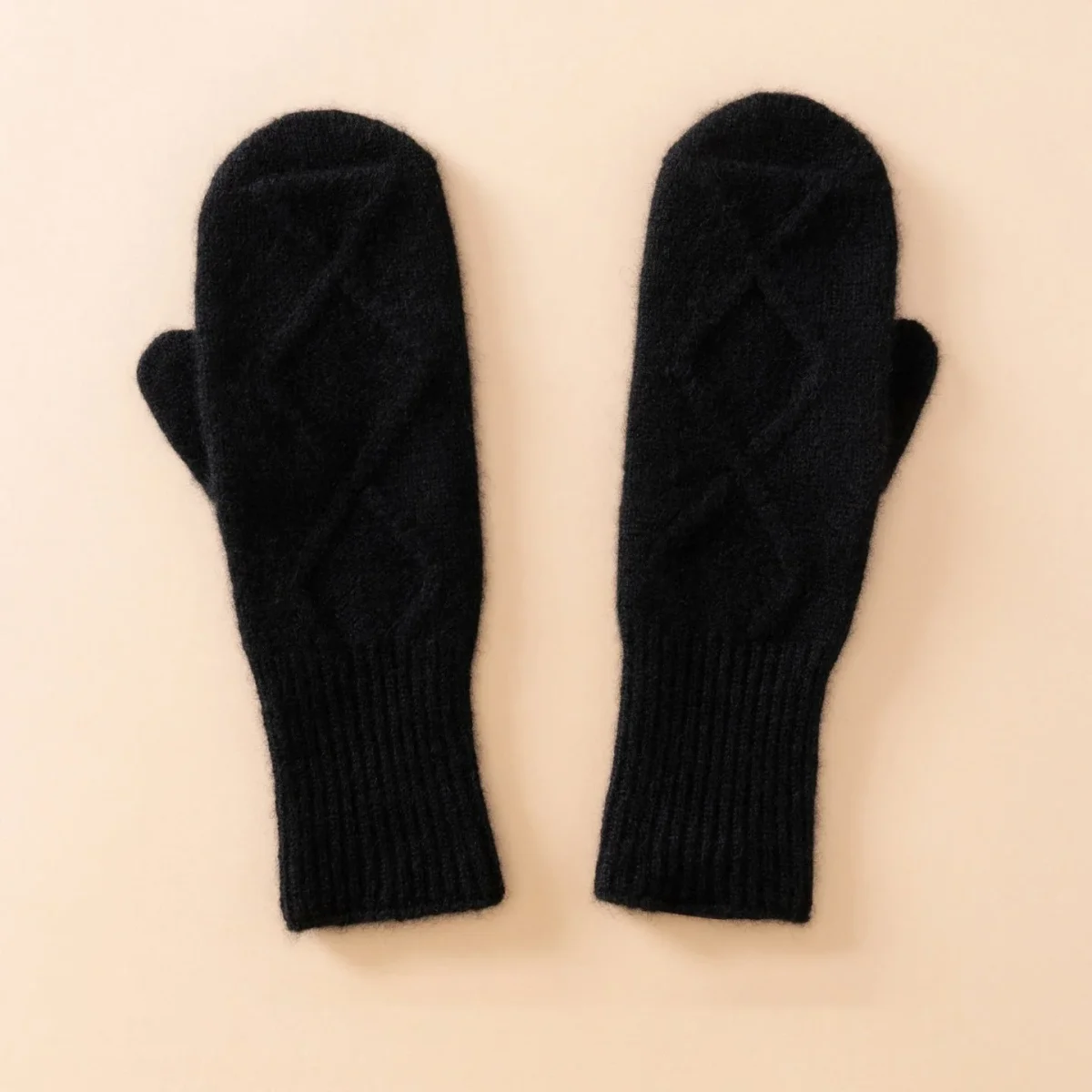Guantes de punto de cachemira pura para mujer Guantes de cachemira con estampado de diamantes - Imagen 5