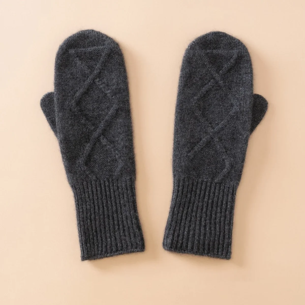 Guantes de punto de cachemira pura para mujer Guantes de cachemira con estampado de diamantes - Imagen 6