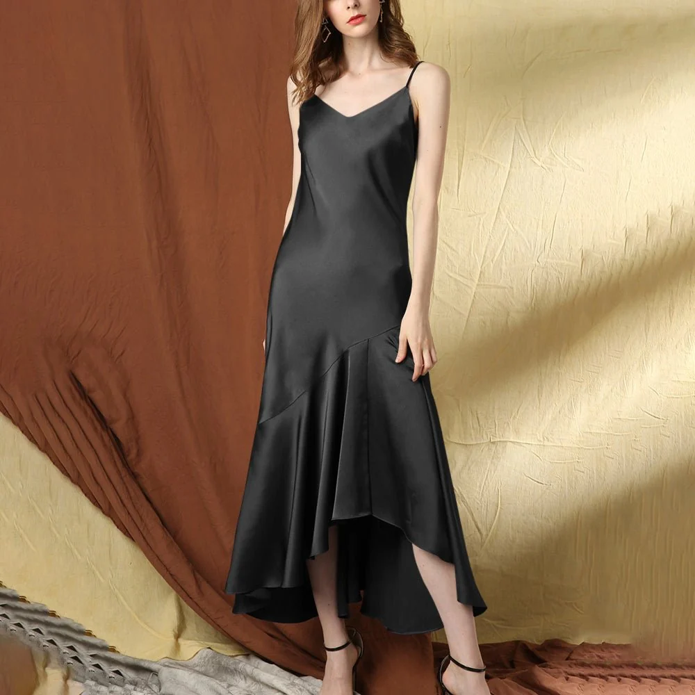 Vestido de seda de seda para mujer Silk Dress Long Wedding Prom Vestidos - Imagen 8