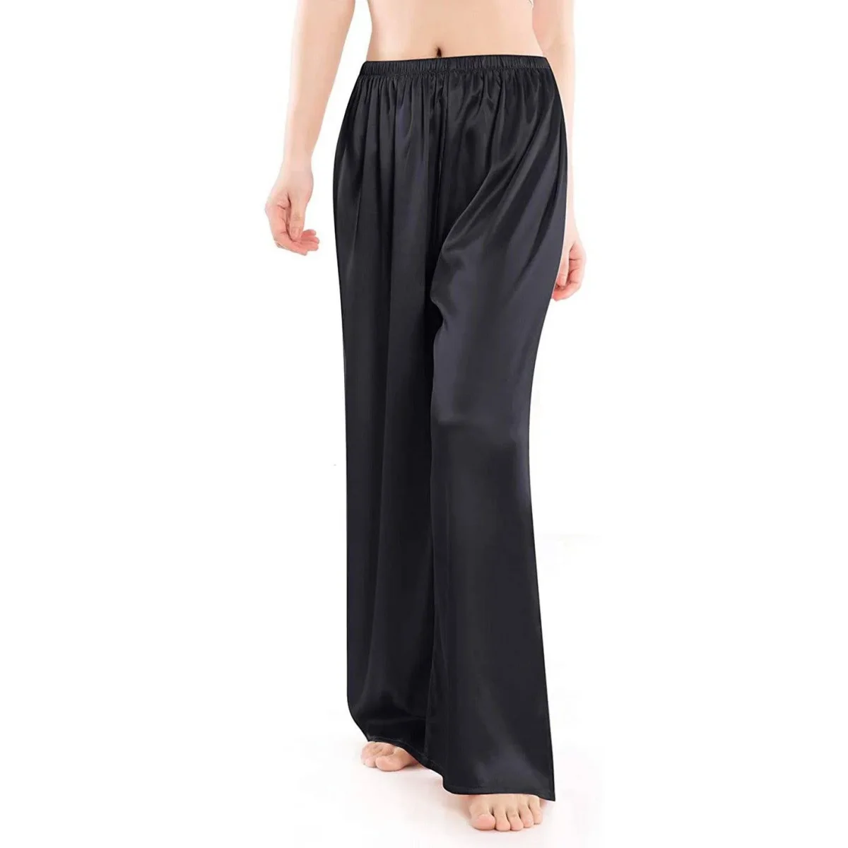 Pantalones de pijama de seda para mujer Pierna ancha de seda pura suelto de seda - Imagen 2