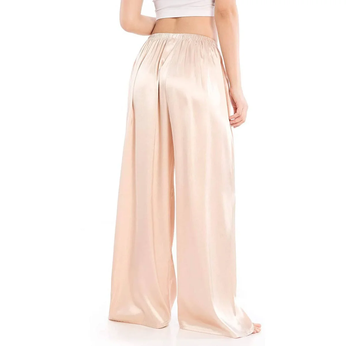 Pantalones de pijama de seda para mujer Pierna ancha de seda pura suelto de seda - Imagen 7