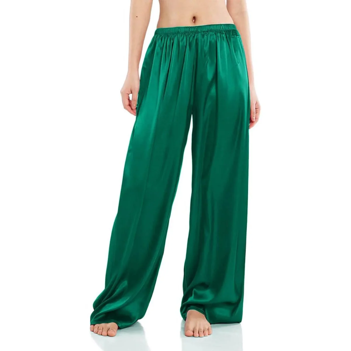 Pantalones de pijama de seda para mujer Pierna ancha de seda pura suelto de seda - Imagen 8