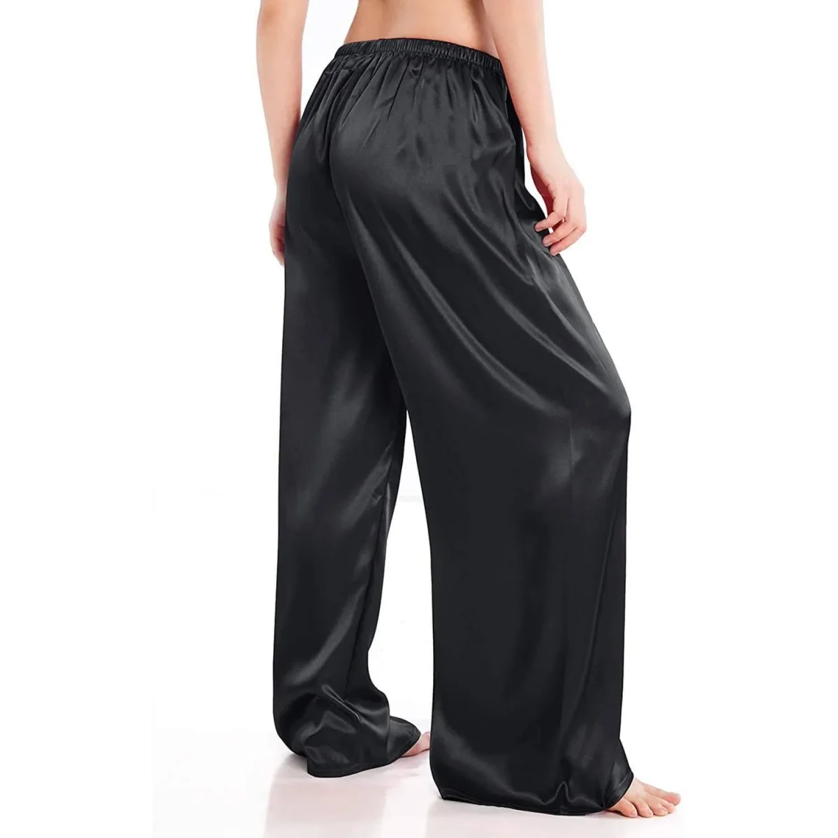 Pantalones de pijama de seda para mujer Pierna ancha de seda pura suelto de seda - Imagen 5